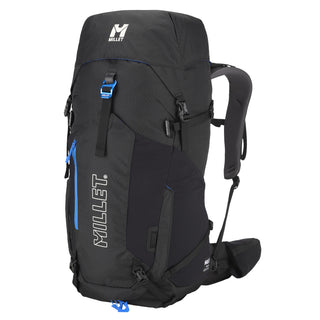 Millet UBIC 40L 4-season mountaineering backpack in black — three-quarter front view