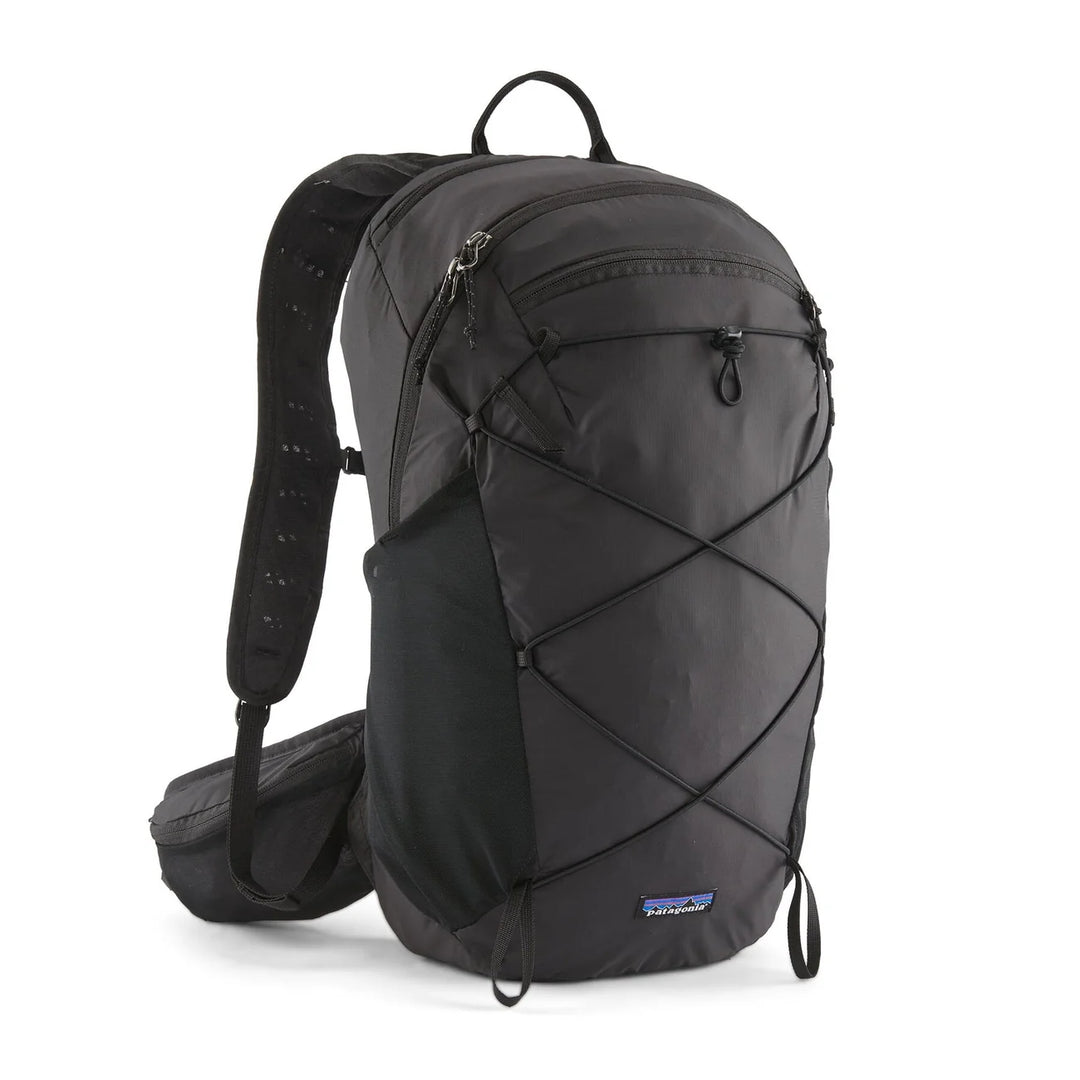 Patagonia Terravia Pack 22L Black — front view with tonal bungee cord lash system