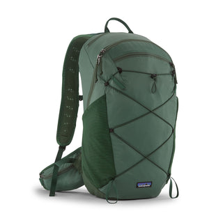 Patagonia Terravia Pack 22L in Canopy Green — front view with bungee cord lash system and padded hip belt