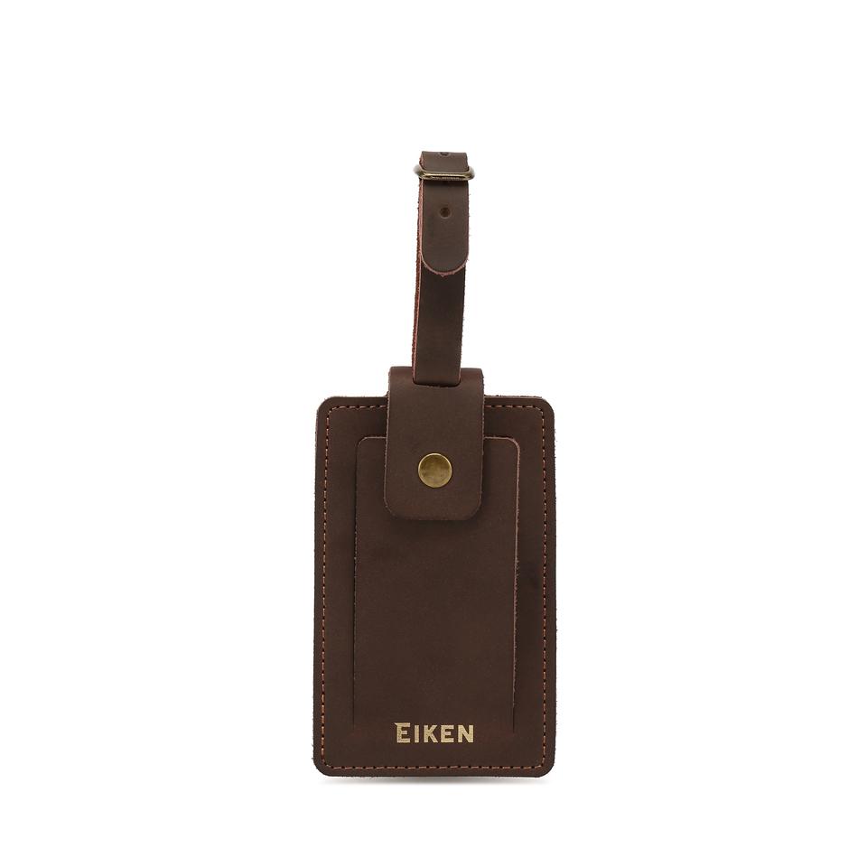brown luggage tags
